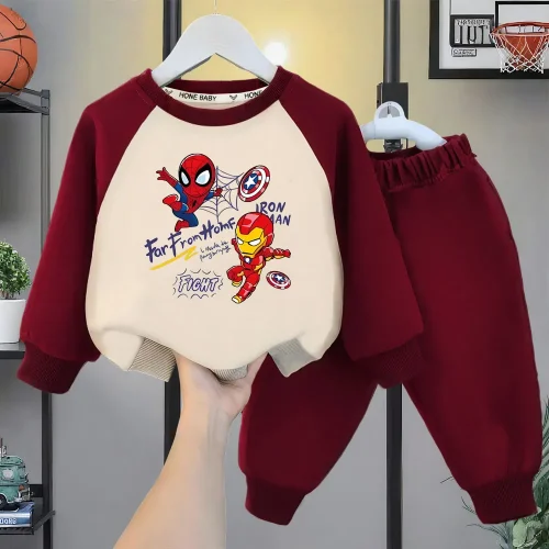 Spring Autumn Kids Casual Sweatshirts Sets MARVEL Spiderman Printed Children's O Neck Hoodies Pants Two Piece Boys Pullover Suit
