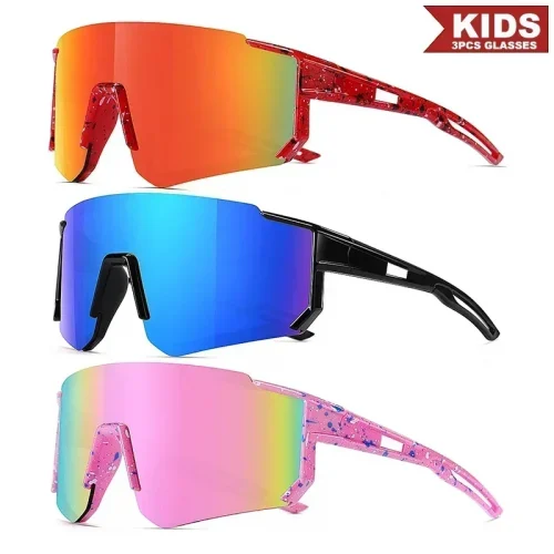 1PCS/3PCS Youth Baseball Sunglasses for Kids - UV400 Protection Lenses for Softball, Cycling & Sports (Boys & Girls)