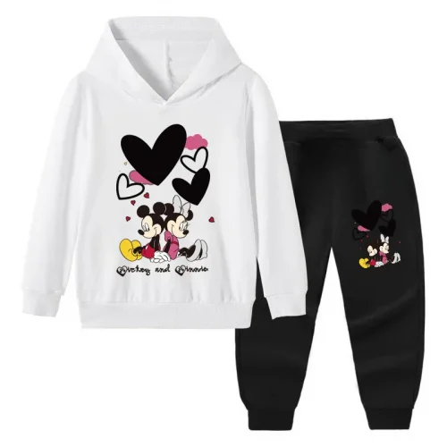 Disney Autumn Boys Girls Sweatshirt and Sweatpant 2 Piece Set Children's Breathable Sport Clothing Sets Kids Casual Tracksuit