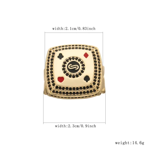 New men's trendy jewelry, European and Italian hip-hop street style mahjong ring.