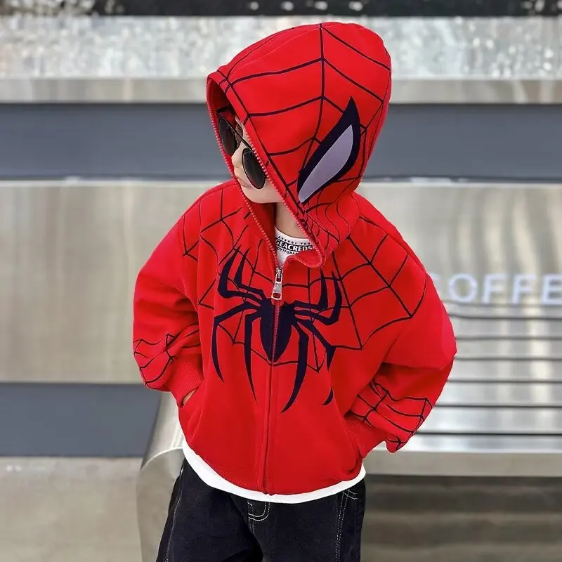 Spiderman Jacket Spring Children Boys Hooded Sweatshirt Cartoon Zipper Coats Autumn Kids Clothing Outdoors Keep Casual Outerwear - Image 3
