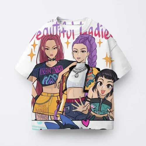 Cute Cartoon Boys T-shirts Kpop Demon Hunters T Shirt Kids Boy Girl Summer Short Sleeve Round Neck Tops Children's Clothing